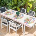 thumbnail image 2 of Easter Bunny Table Cloths for 8 Foot Rectangle Tables, Colorful Eggs Cute Rabbits Flowers Pink Plaid Patio Waterproof Elastic Fitted Tablecloths, Washable Rectangular Table Cover for Camping, 2 of 8