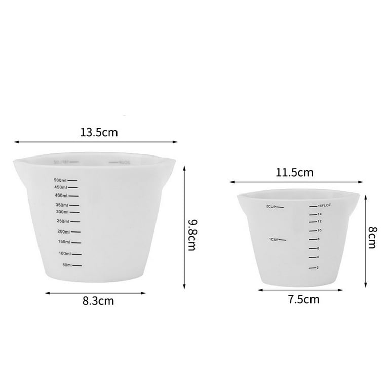 Reusable Silicone Measuring Cup Mixing Cup for Acrylic Paint Pouring Cups Epoxy Resin, Casting , Jewelry Making Craft - 500ml, Size: 500 mL, White