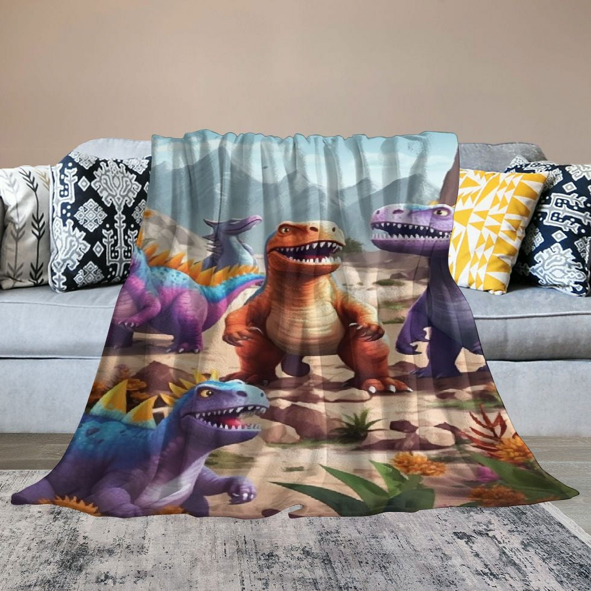 HENGT  Kids Dinosaur Blanket, Soft and Warm Flannel Plush Printed Dinosaur Toddler Blankets, Blanket for Boys and Girls,