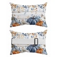 thumbnail image 2 of Pack of 4 Outdoor Lumbar Pillow Covers 12x20 Inch, Fall Pumpkin Waterproof Throw Pillow Covers Set, Thanksgiving Blue White Orange Plants Wood Decorative Cushion Cases for Patio Porch Car, 2 of 7