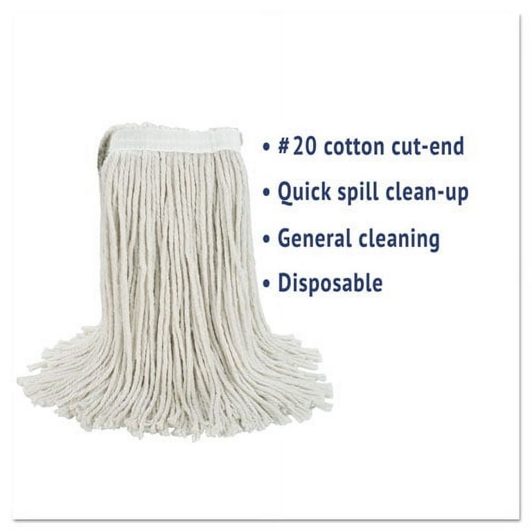 Cut-End Wet Mop Head, Cotton, White, #20, 12/Carton Cut-End Wet Mop Head, Cotton, White, #20, 12/Carton