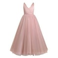 thumbnail image 4 of Girls Dresses Toddler Kids Solid Sleeveless Bow Tulle Patchwork Party Princess Dress Clothes 4-14Y, 4 of 8