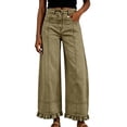 thumbnail image 5 of Barrel Jeans Women Ruffle Hem Wide Leg Jeans Y2k Patchwork Baggy Boyfriend High Waisted Denim Pants, 5 of 8