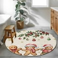 thumbnail image 3 of Round Area Rugs Collection 4 Ft, Gingerbread Christmas Non-Slip Residential Carpet, Xmas Balls Branches Farmhouse Indoor Crawling Mats Runner Rugs for Living Room/Dining Room/Bedroom, 3 of 8