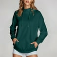 thumbnail image 2 of UJNDER Women's Hooded Sweatshirt 2025 Solid Color High Collar Side Pocket Pullover Long Sleeve Casual Dark Green S, 2 of 9