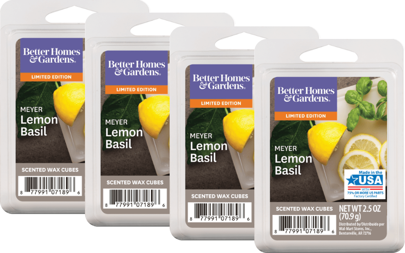 Better Homes & Gardens 2.5 oz Meyer Lemon Basil Scented Wax Melts, 4
