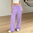 thumbnail image 4 of ShomPort Womens Wide Leg Track Pants Stripe Front Sports Long Pants High Waisted Sweat Pants with Pockets, 4 of 7