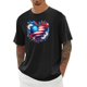 thumbnail image 1 of Men Patriotic american Flag Heart-Shaped Floral Print T-Shirt, Crew Neck Short-Sleeved Men'S Casual T-Shirt, Bright Red, White and Blue Floral Design, Stars and Stripes Pattern, 1 of 6