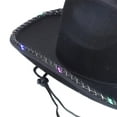 thumbnail image 6 of Segolike Bridal Cowgirl Hat with LED Charm Western Cowboy Hat for Beach Gift Party Favors Black, 6 of 8