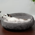 thumbnail image 3 of FurHaven Pet Products Wave Faux Fur & Velvet Hooded Donut Pet Bed for Dogs & Cats - Dark Gray, Small, 3 of 13