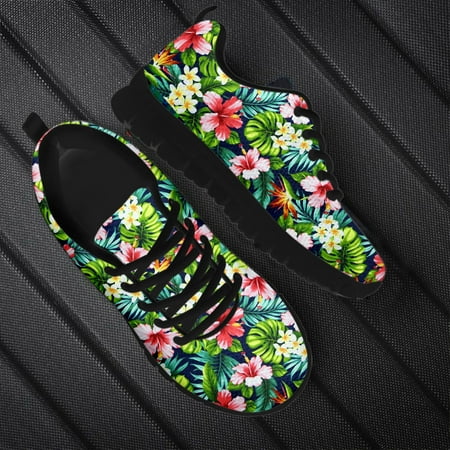 

Tropical Hibiscus Floral Print Breathable Woman Running Jogging Sport Casual Shoes Lace Up Sneakers Ladies Flats Women Footwear