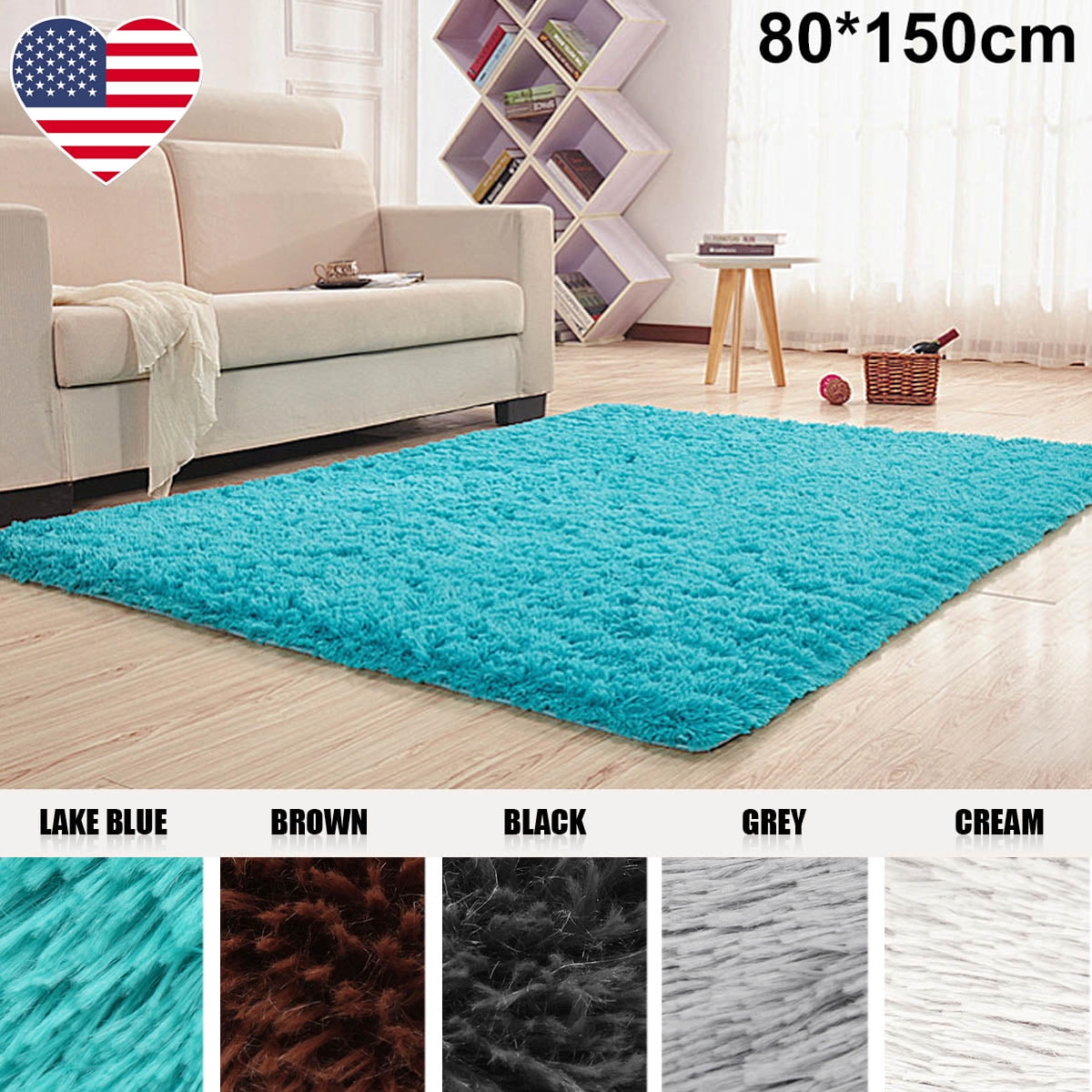 59"x 32 " Modern Soft Fluffy Floor Rug Plush Antiskid Shag Shaggy