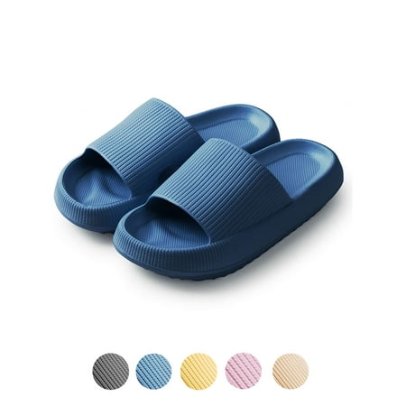 

LAVA Unisex Ultra Soft Slippers Cloud Touching Anti-Slip EVA Slides Bathroom Shoes（Blue S)