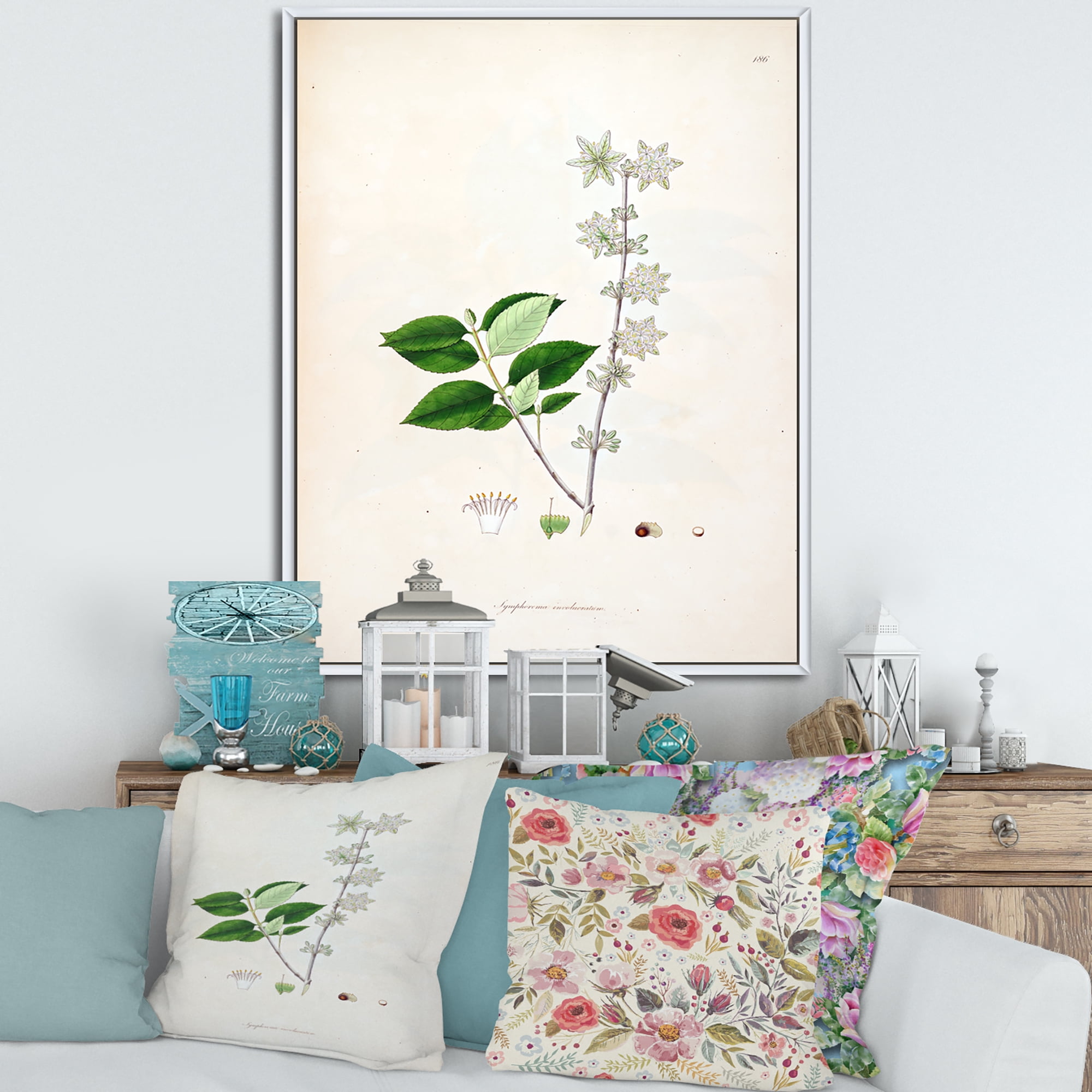 Designart 'Ancient Botanicals XV' Farmhouse Framed Canvas Wall Art Print