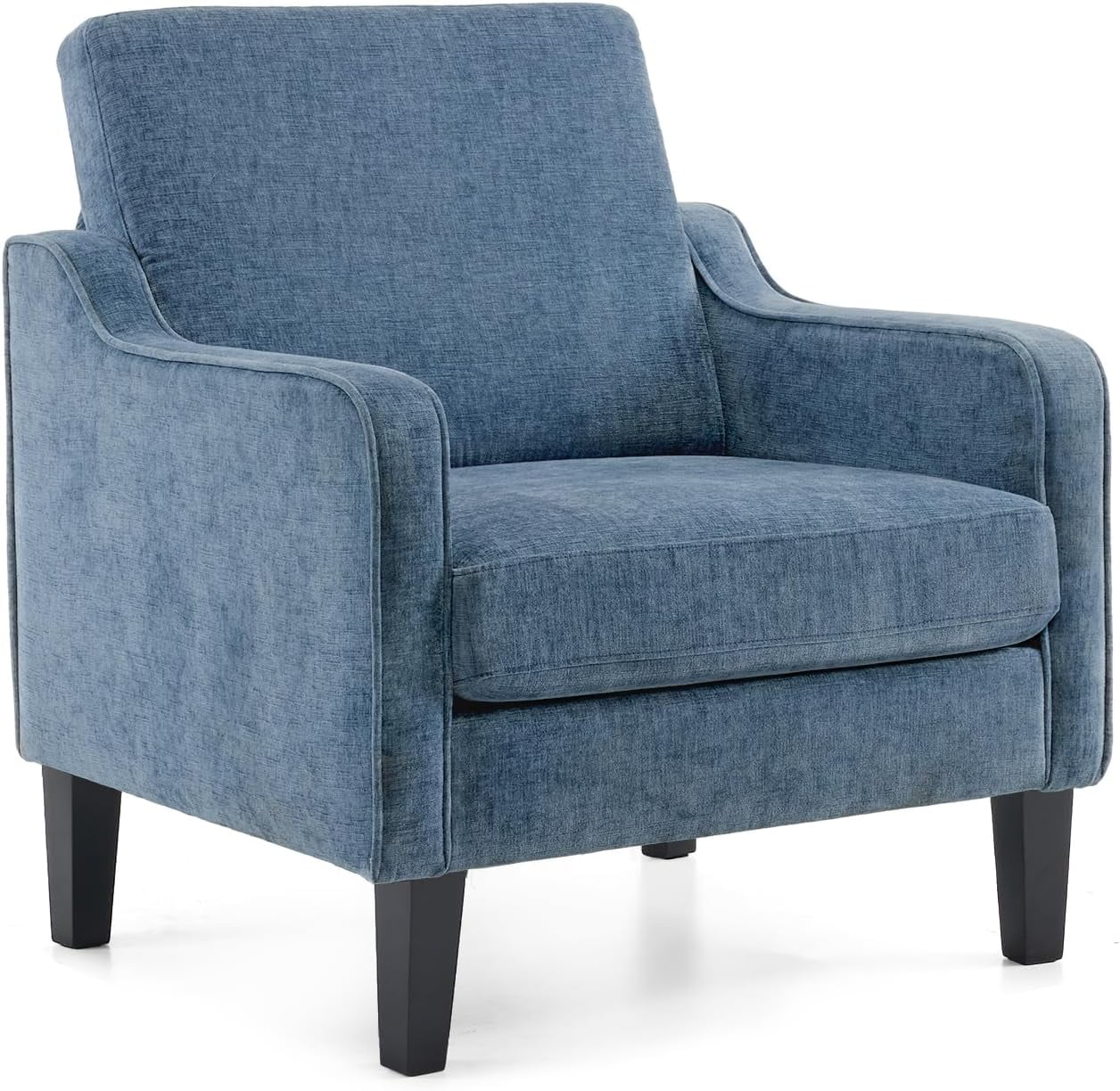 Matladin Chenille Fabric Accent Chair with Scooped Arms, Mid Century Modern Upholstered Armchair, Single Sofa for Living Room, Apartment, Office