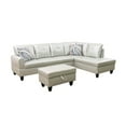 thumbnail image 2 of Hommoo Faux Leather 4-Seat Couch, 16'' Back Height L Shaped Sectional Couches and Sofas, Modern Living Room Furniture Sets Sectional Sofa Set, Silver Green(No Ottoman), 2 of 8