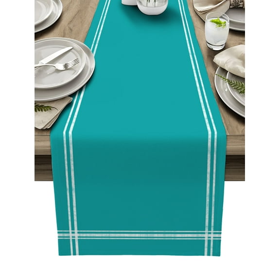 Table Runner Dresser Scarves 90 Inch Long, Minimalism Solid Color Modern Art Linen Dining Table Runners Pure Teal Aquamarine Green Tabletop Scarf for Wedding Holiday Party Kitchen