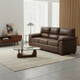 thumbnail image 4 of Homy Casa Vintage Dark Brown Breathable PU Leather Three-Seat Sofa, 4 of 5