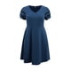 thumbnail image 4 of Vestido de Talla Grande GRACE & GRANDEUR con Escote en V, Cintura Elástica, Mangas Cortas, Vestidos de Verano en A con Bolsillos 1X Azul Marino, 4 of 5