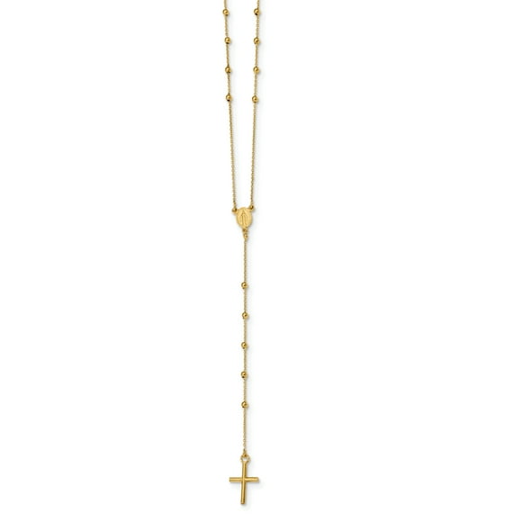 14k Yellow Gold Rosary 24 Inch Necklace Pendant Charm Religious