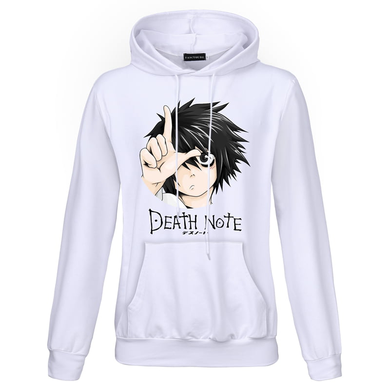 Death Note Hoodie L logo Light Ryuk Anime Black Japan Cosplay jumper ALL SIZES