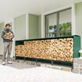 thumbnail image 2 of Outsunny Outdoor Firewood Rack with Rain Cover, Steel Chains, Dark Green, 2 of 10