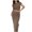 Khaki, variant on Womens Two Piece Sets Short Sleeve Crewneck Cropped Top Bodycon Fold Over Maxi Skirt Outfit Black L