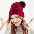 thumbnail image 6 of HESHENG Winter Wool Parent-Child Knitted Hat Lattice Mother Baby Christmas Warm Hat Plaid Beanie Ski Cap, Mom, 6 of 7