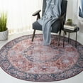 thumbnail image 3 of SAFAVIEH Tucson Avaline Traditional Machine Washable Area Rug, 6' x 6' Round, Rust/Navy, 3 of 9
