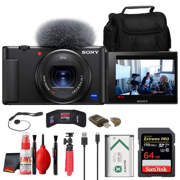 Sony ZV-1 Digital Camera New (Black) (DCZV1/B) 64GB Memory Card Case More(International Model)
