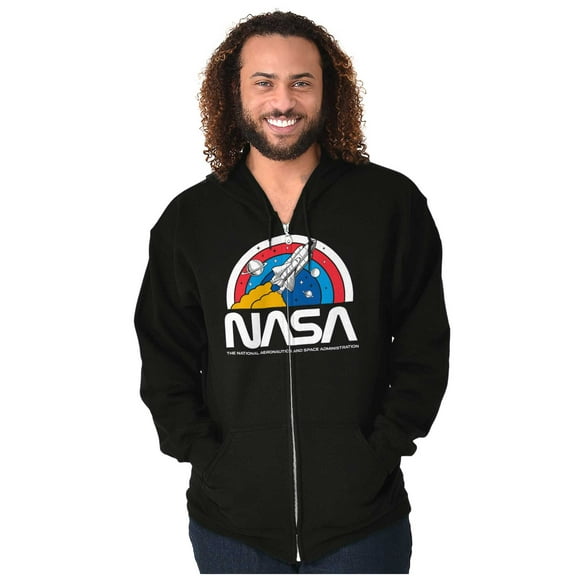 NASA Vintage Retro Space Shuttle Zip Up Hoodie Men's Women's Brisco Brands S