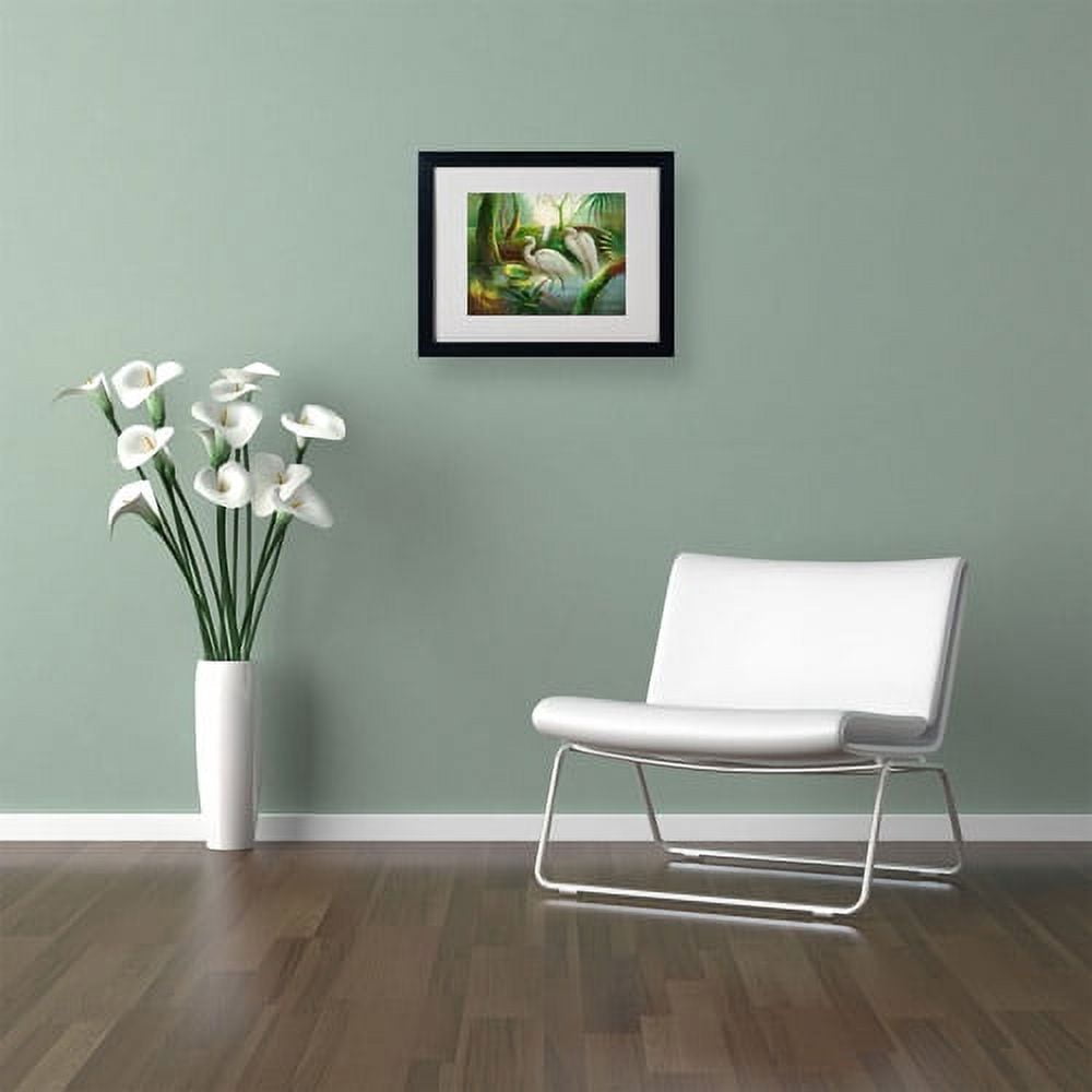 Trademark Fine Art "Two Herons" Canvas Art by Victor Giton, Black Frame