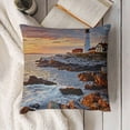 thumbnail image 3 of YINGXI United States Throw Pillow Cushion Cover, Portland Lighthouse USA Coast Scenery, Decorative Square Accent Pillow Case, Pale Blue Tan 22x22in, 3 of 5