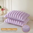 thumbnail image 3 of XeGe Set of 2 Fluffy Faux Rabbit Fur Pillowcases, Cozy Luxury Striped Plush Fuzzy Zippered Pillow Cases, Decorative Shaggy Light Purple Long Pillow Shams for Bedroom Living Room 20x36, King, Lavender, 3 of 7