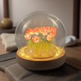 thumbnail image 1 of Lámpara nocturna ALYMACK Tulip Globe de cristal con base de madera, 1 of 8