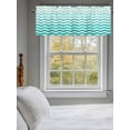 thumbnail image 3 of Geometric Turquoise Ombre Curtain Valances for Windows, Modern Gradient White Ocean Striped Kitchen Valance Window Treatment, Light Filtering Block Curtains for Bathroom/Bedroom/Living Room 42''x18'', 3 of 9