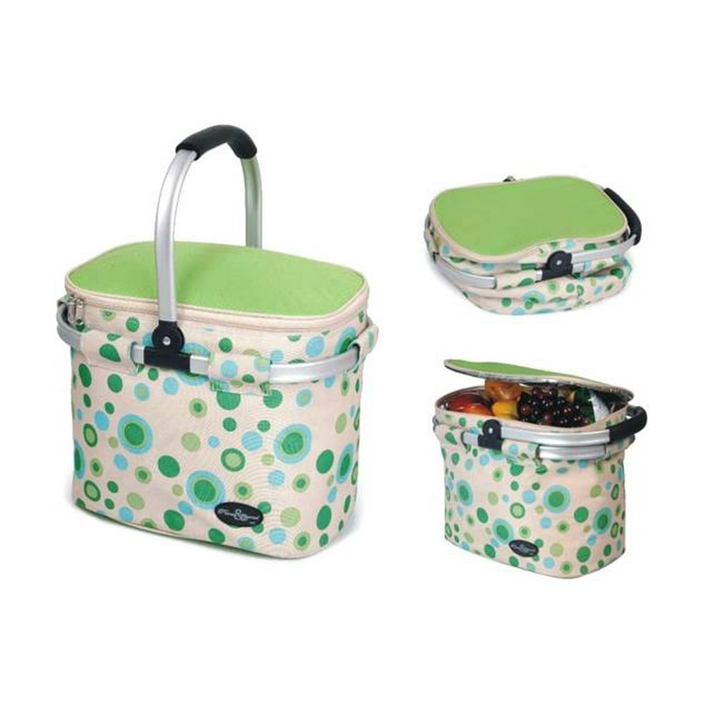 Aluminum Framed Picnic Cooler Basket in Green