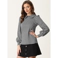 thumbnail image 3 of Blusa de manga Larga Allegra K tela de Cuadros Elegante Informal Negro XL, 3 of 6