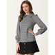 thumbnail image 3 of Blusa de manga Larga Allegra K tela de Cuadros Elegante Informal Negro XL, 3 of 6
