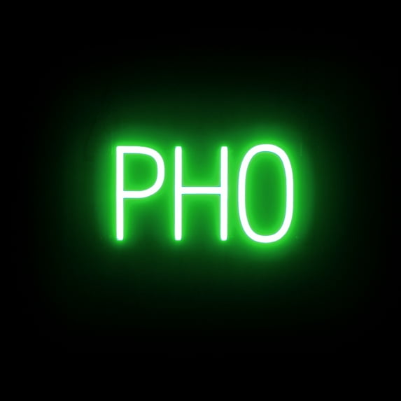 SpellBrite PHO LED Sign for Business. 13.2" x 6.3" Green PHO Sign Has Neon Sign Look With Energy Efficient LED Light Source. Visible from 500+ Feet, 8 Animation Settings.