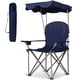 thumbnail image 4 of Silla de Camping Costway Plegable con Toldo de Sombra Portavasos Carga 120 kg 53,5 x 53,5 x 130 cm Azul, 4 of 8