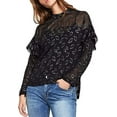 thumbnail image 1 of BCBGMAXAZRIA Sheer Chiffon Metallic Top In Black Combo Size L $198, 1 of 1