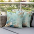thumbnail image 3 of Marine Life Outdoor Pillow Covers Pack of 2 Blue Shell Coral Eucalyptus Leaves Green Background Waterproof Throw Pillow Covers Decorative Cushion Cases for Patio Garden Tent Balcony Couch 18x18 inch, 3 of 9