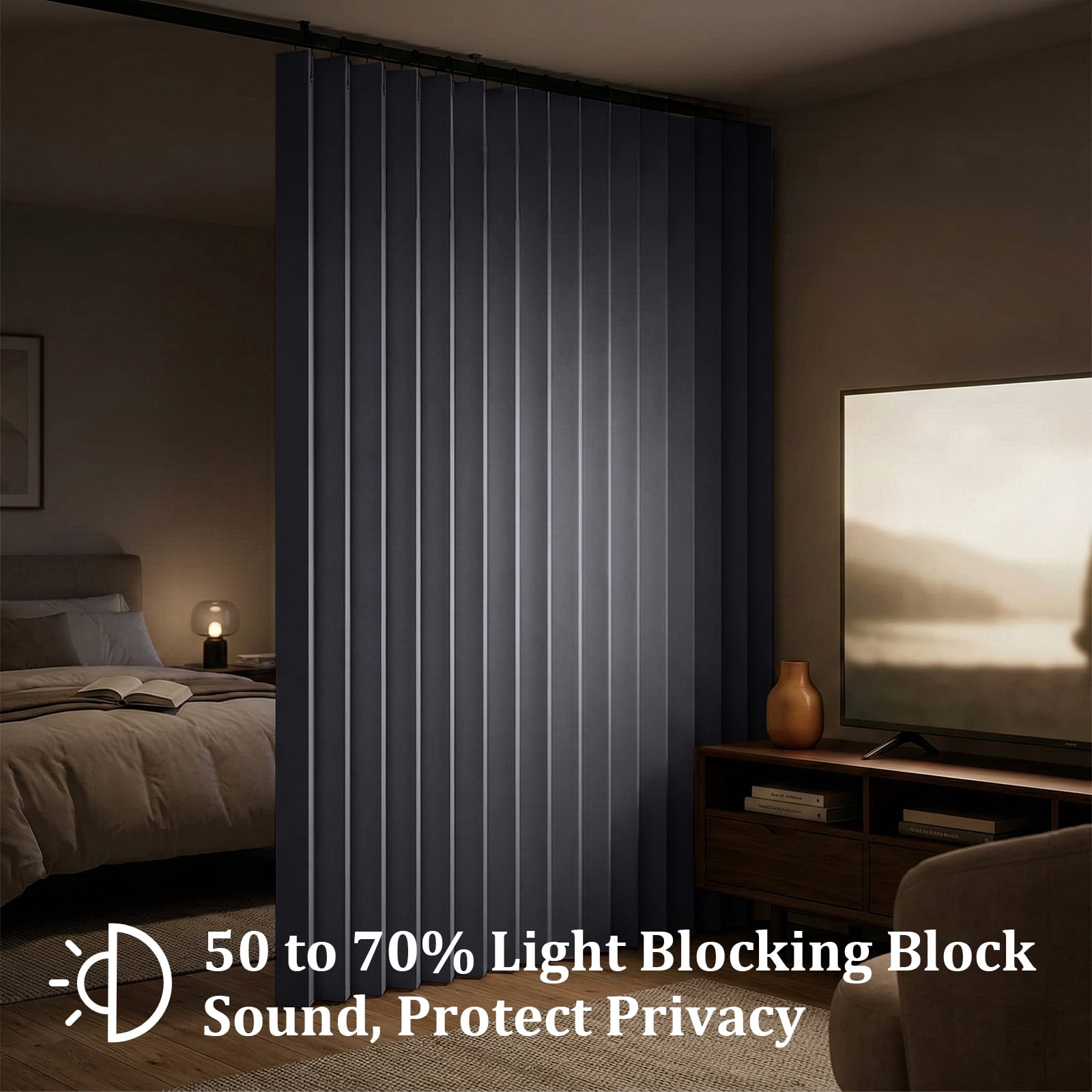 DONGPAI Extra Large Room Divider Curtain, Indoor/Outdoor Multifunctional Vertical Drapes with Hooks Waterproof Shower Curtain for Living Room Bedroom Bathroom, 100"x 84", Dark Gray, 1 Panel