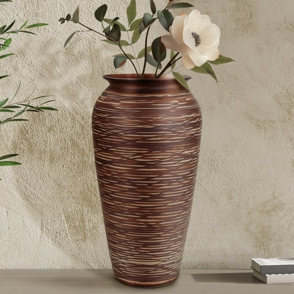 ORYNOVA Rustic Large Ceramic Floor Vase, 12 in Stain Resistant Vase for Home Decor,Tall Farmhouse Decorative Vase For Living Room,Entryway,Wedding Gift,Shelf Display