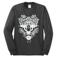 thumbnail image 2 of Drawn Tribal Wolf Animal Lover Mens Long Sleeve Shirt, Charcoal, Small, 2 of 3