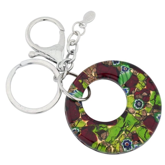 GlassOfVenice Murano Glass Colors Round Keychain - Burgundy
