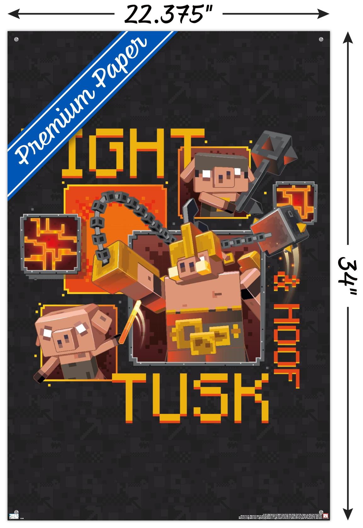 Minecraft: Legends - Fight Tusk & Hoof Wall Poster with Pushpins, 22.375" x 34"