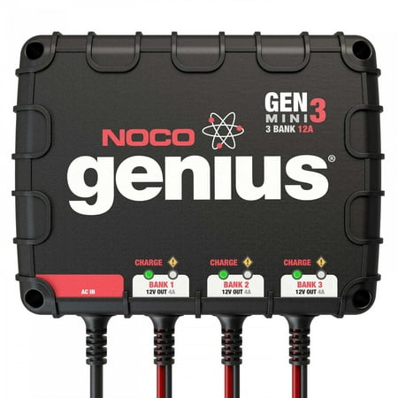NOCO Genius GENM3 3-Bank 12 Amp UltraSafe On-Board Battery (Best 3 Bank Onboard Charger)