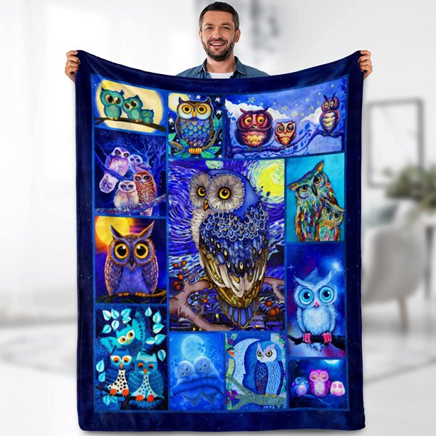 Owl Blanket, Owl Gift Animal Print Blanket, Cute Owl Kids Throw Blanket